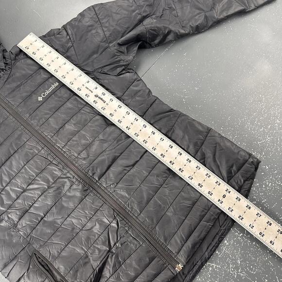 Columbia Puffer Jacket Women Medium Black Quilted Hooded Winter Packable - Picture 5 of 8